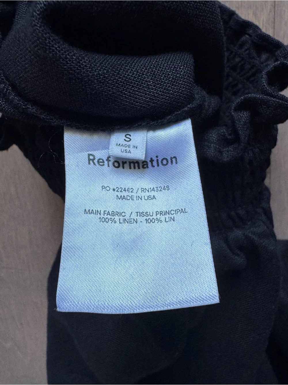 Reformation 100% Linen Smocked Paperbag Wide-Leg Pants